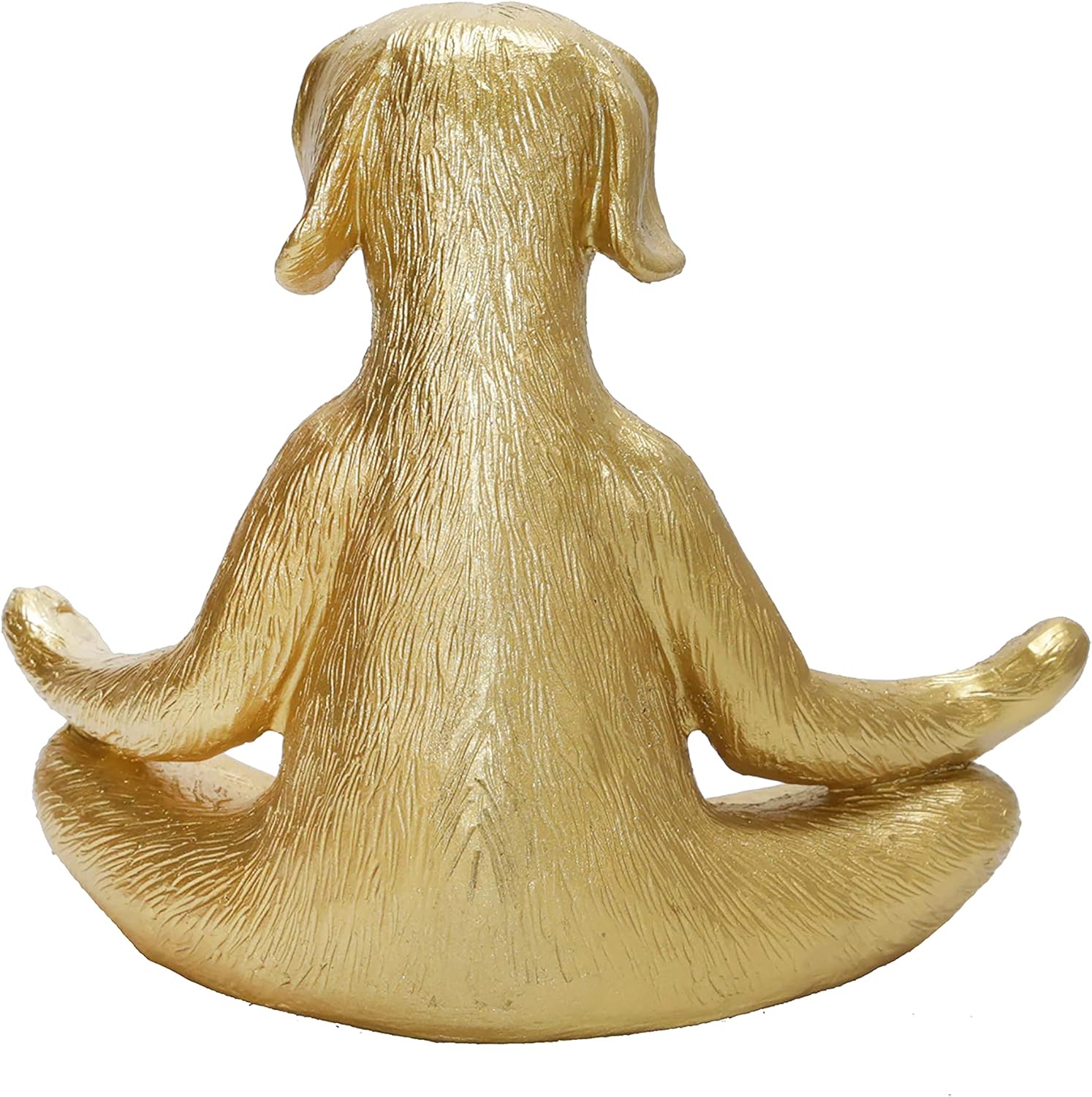 7" Yoga Meditation Dog Figurine - Gold Polyresin Decorative Statue for Home, Office, Patio, Garden, Indoor Decor, Yoga Studio, Yogi Gift Idea