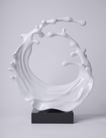 Abstract Sculpture Decor Modern Arts Sea Wave Figurine Table Centerpiece Statue Polyresin White 16.5 inch