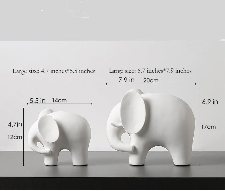 Modern Simple Ceramic White Elephant Living Room Home Office Decoration (Large White Elephant)