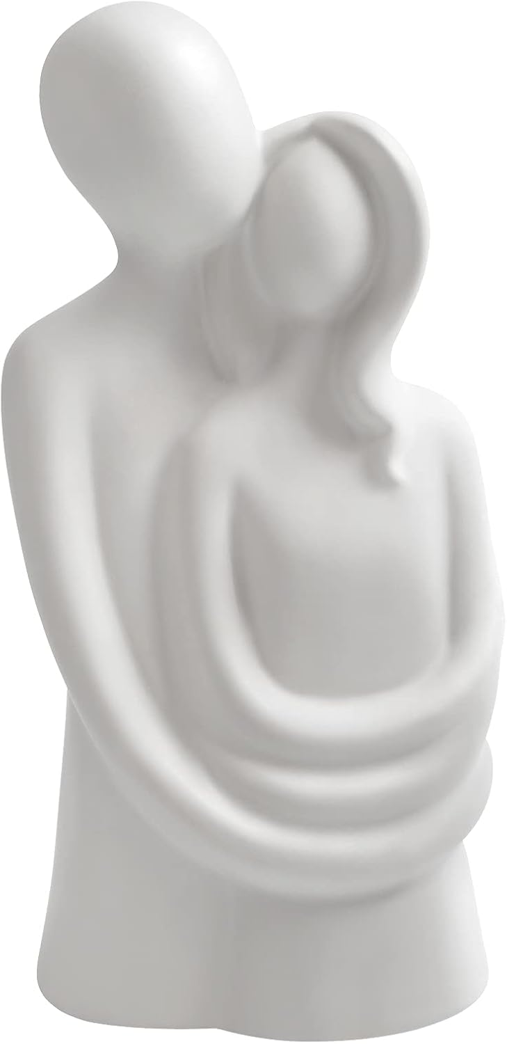 Notakia Hugging Couple Sculptures Home Decor Modern Romantic Love Statue for Office Bookshelf Desktop Decorations (Hugging Couple White)