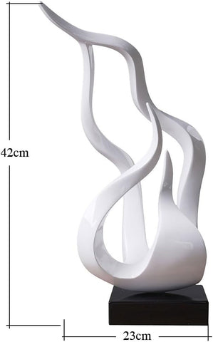 Abstract Sculpture Decor Modern Arts Flame Figurine Table Centerpiece Statue Polyresin White 16.5 inch