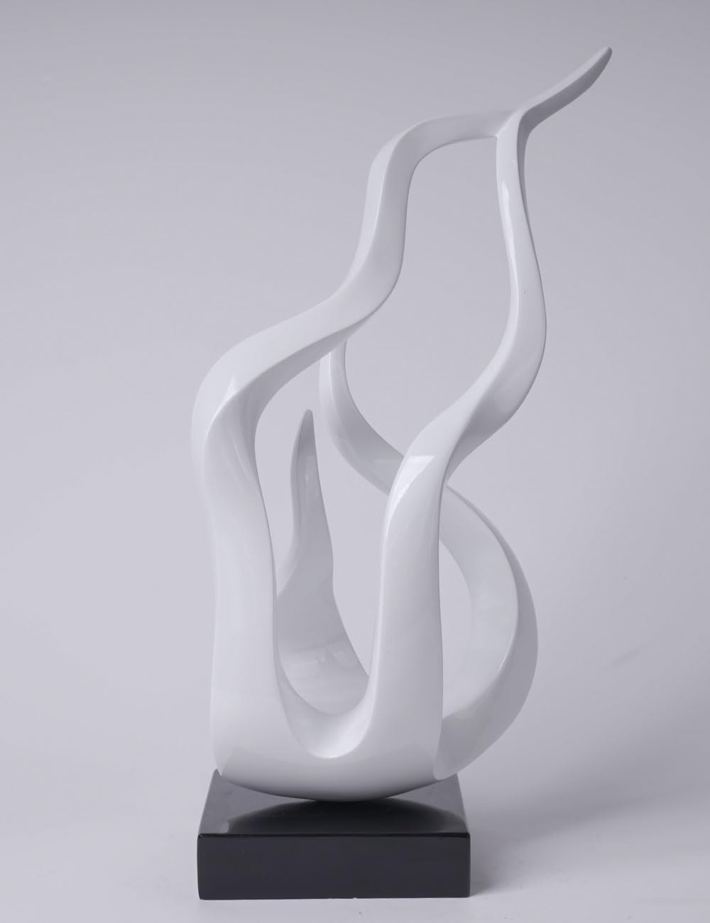 Abstract Sculpture Decor Modern Arts Flame Figurine Table Centerpiece Statue Polyresin White 16.5 inch