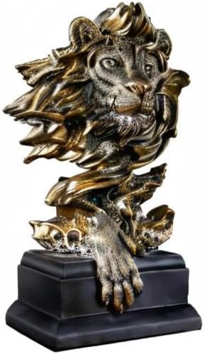 Large Modern King of Royal Lion Statue Golden Lion Head Collectible Figurine Decoration for Home Office Decor for Men Bookshelf Room Accessories Best Manly Lion King Gifts for Men 12.68" H