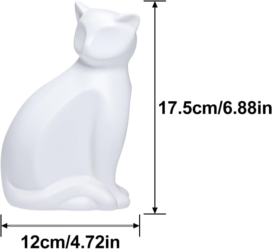 Minimalist Ceramic Lucky Cat Statue Living Room Desk Animal Figurine Decoration, White