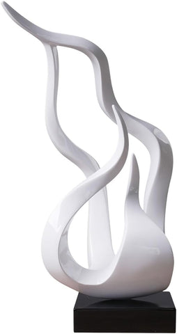 Abstract Sculpture Decor Modern Arts Flame Figurine Table Centerpiece Statue Polyresin White 16.5 inch