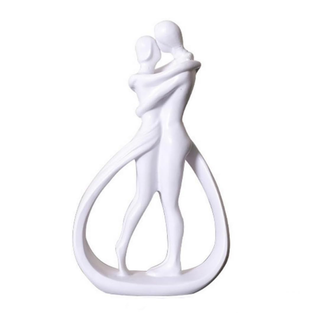 Nordic Couple Resin Sculpture Romantic Golden Love Statue for Home Decor Perfect for Couples 5.2 Inches