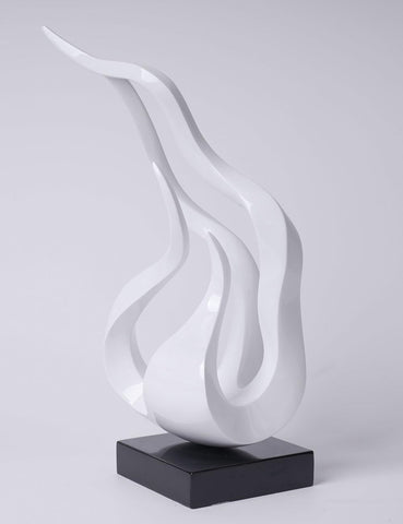 Abstract Sculpture Decor Modern Arts Flame Figurine Table Centerpiece Statue Polyresin White 16.5 inch