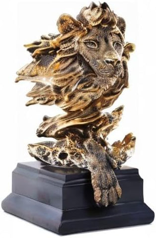 Sandstone Lion - The King of Beasts - Statue Decoration for Home/Study/Living Room, Great Collectible Figurines, Best Gift for The Man, Golden Color (HH17-D2)