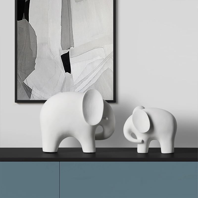 Modern Simple Ceramic White Elephant Living Room Home Office Decoration (Small White Elephant)