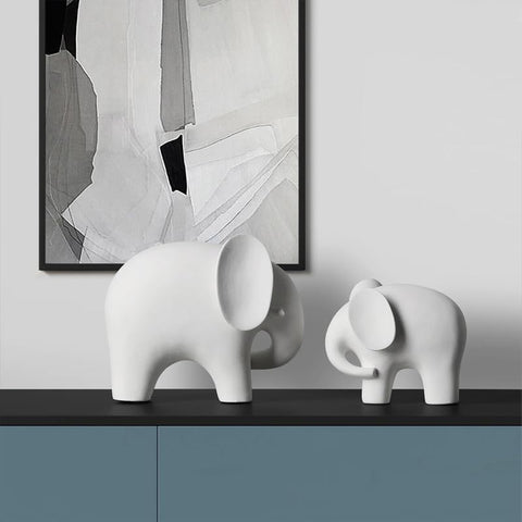 Modern Simple Ceramic White Elephant Living Room Home Office Decoration (Large White Elephant)