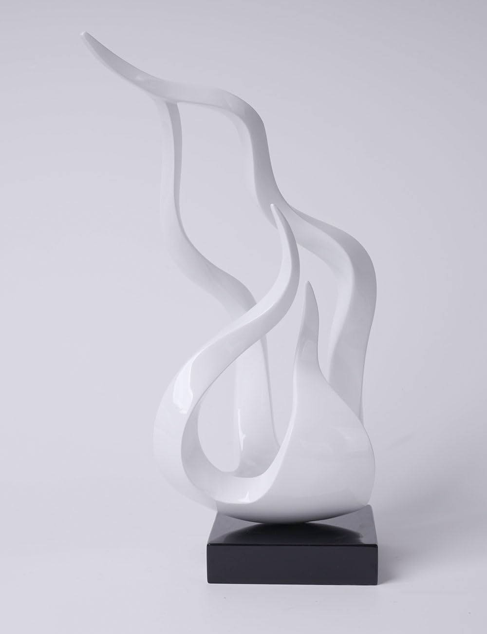 Abstract Sculpture Decor Modern Arts Flame Figurine Table Centerpiece Statue Polyresin White 16.5 inch