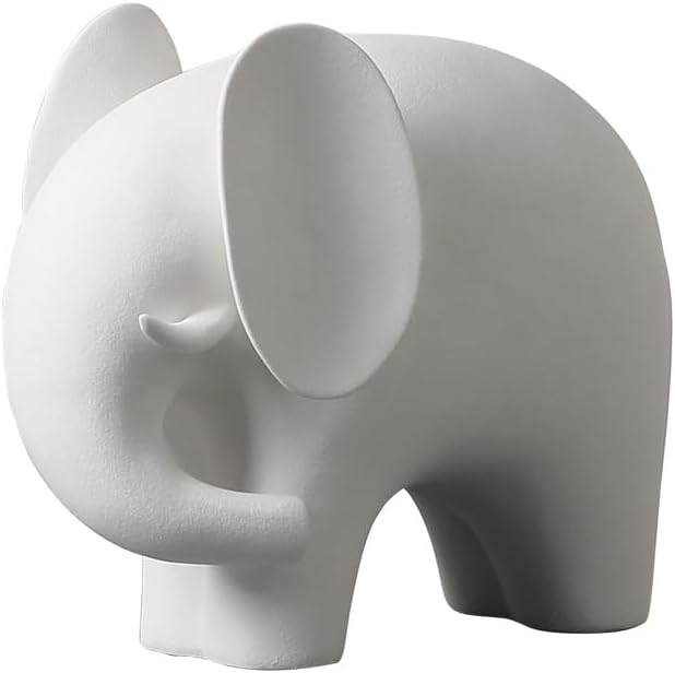 Modern Simple Ceramic White Elephant Living Room Home Office Decoration (Large White Elephant)