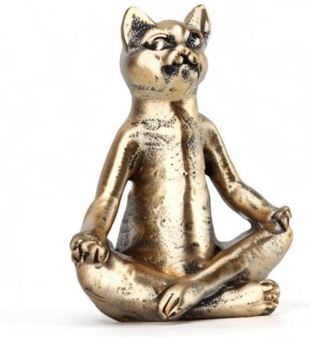 Yoga Cat Statues for Home Decor Accents,Yoga Pose Figurine for Zen Spiritual Bedroom Living Room Office Table Desk Modern Boho Decoration,Meditation Shelf Decor Accents Antique Bronze Gift