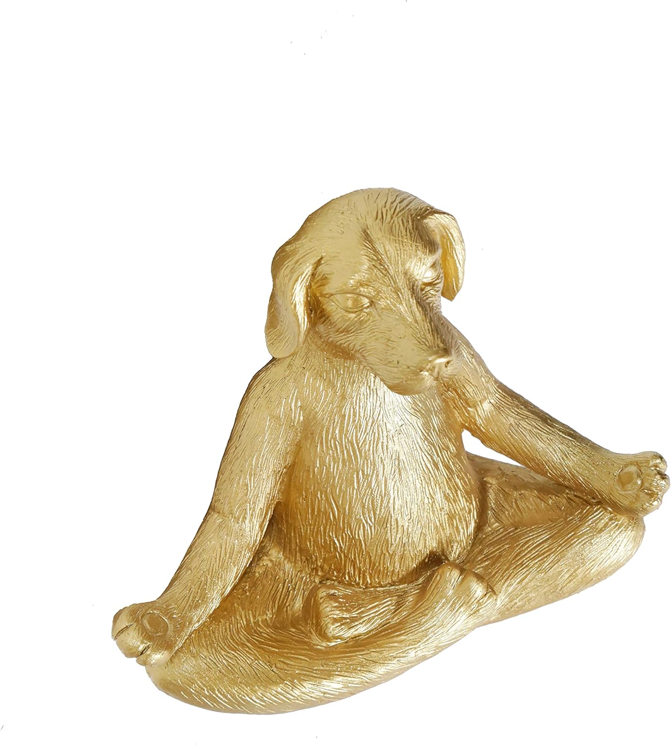 7" Yoga Meditation Dog Figurine - Gold Polyresin Decorative Statue for Home, Office, Patio, Garden, Indoor Decor, Yoga Studio, Yogi Gift Idea