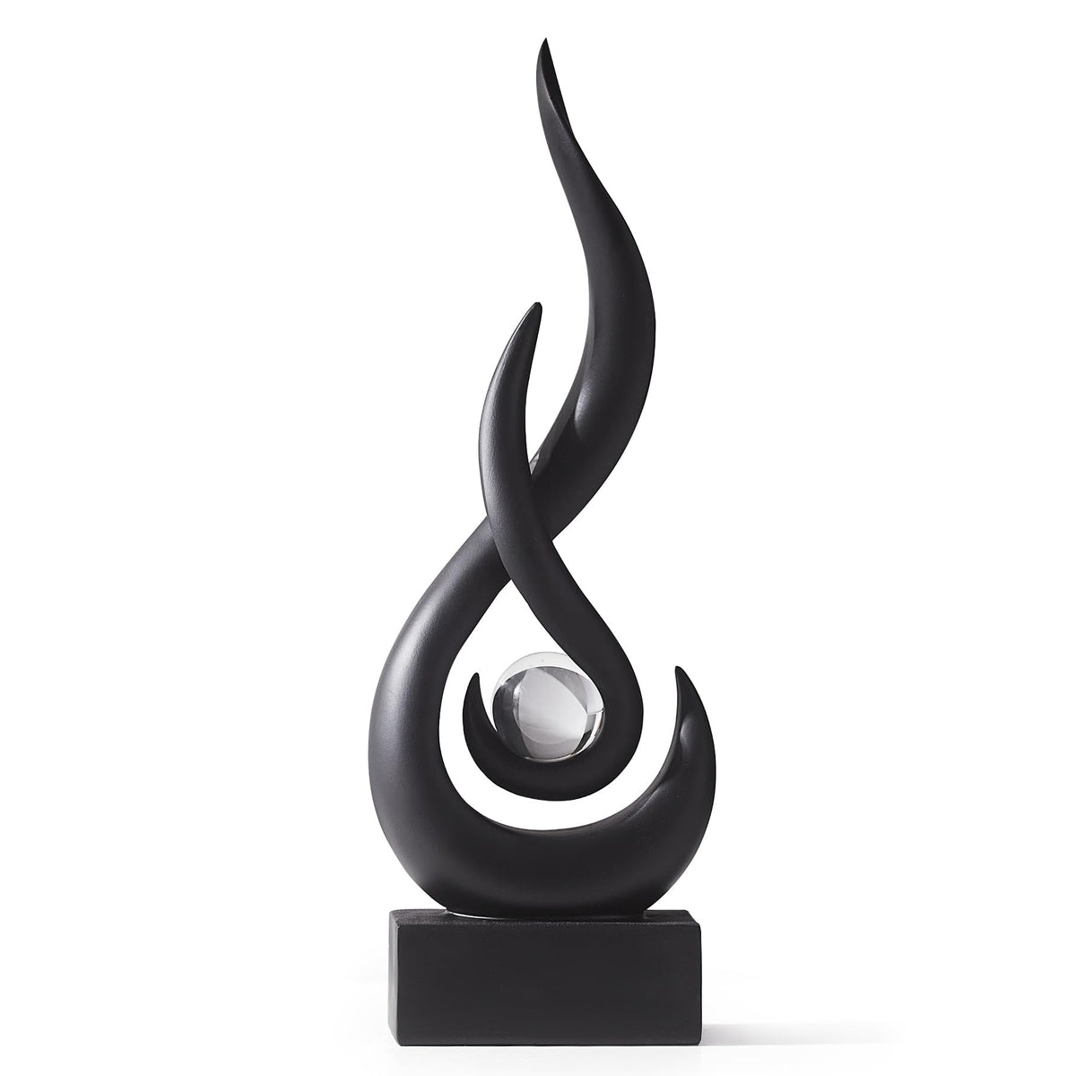 AWNR White Flame Abstract Sculpture Resin Art Statue Modern Home Decor for Living Room TV Stand Office Shelf Accents Minimalist Figurines Centerpiece Table Decorations