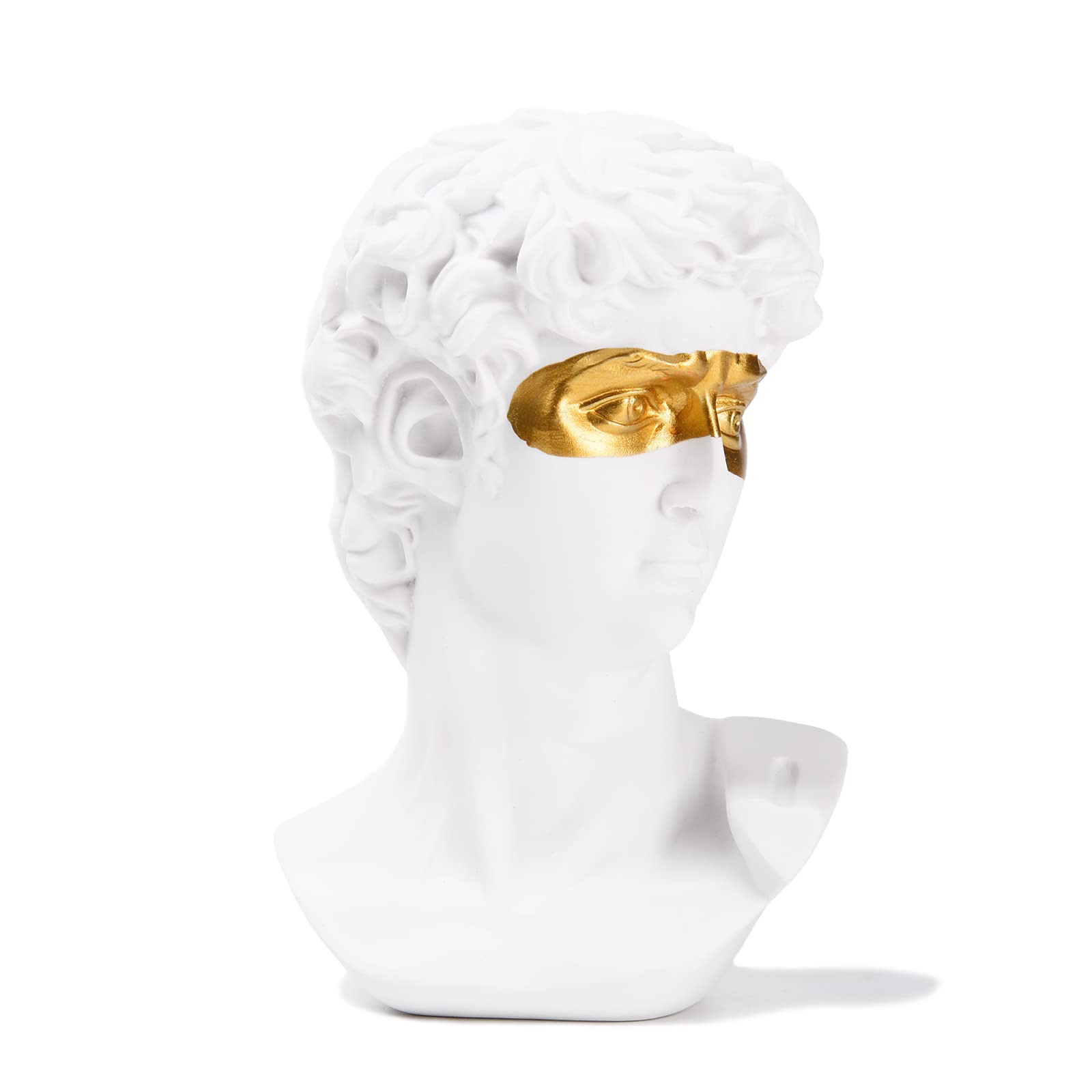 BRABUD Greek Mask David Man Bust Statue Resin Black Gold Classic Roman Sculpture Modern Art Home Office Study Room Bookshelf Decor Collectible Gift TQGJBS333