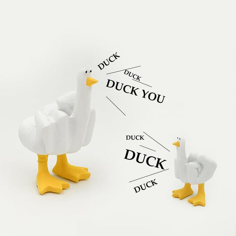 Middle Finger Gifts, Cute Black Middle Finger Duck Statue for Home Decor, Duck You Sculptures Cool Fun Gag Gift (Black)