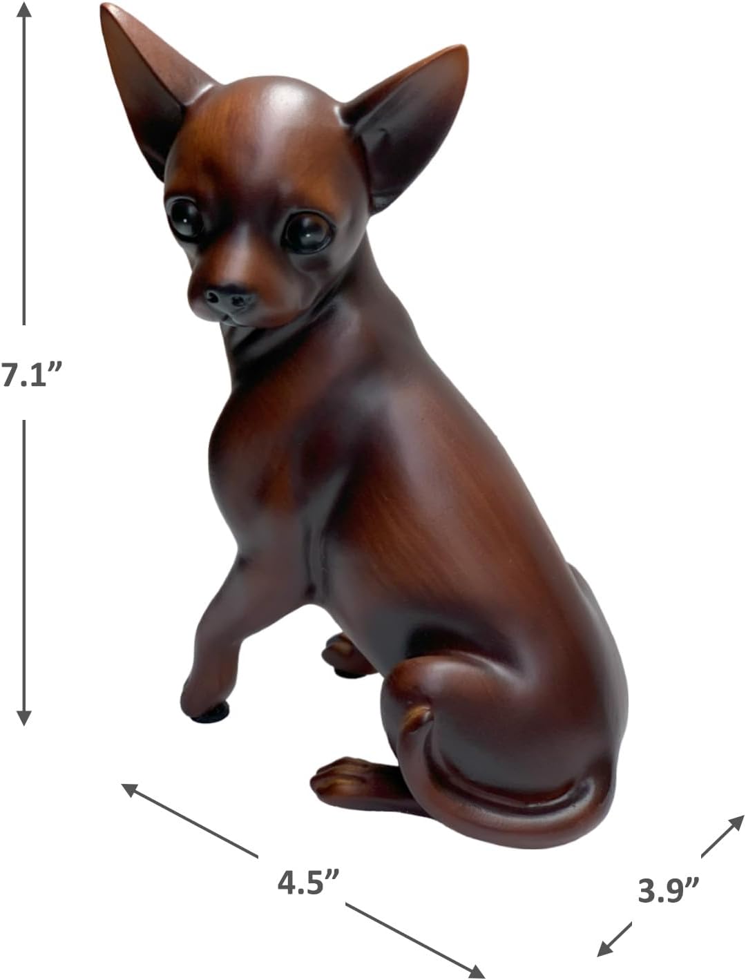 Wood Grain Dog Sculpture Gifts for Women, Wall Art Shelf Décor Accents Chihuahua Dog Statue, Handcrafted Collectible Animal Figurines for Home Office, Bookshelf, Desktop Décor-Woodgrain