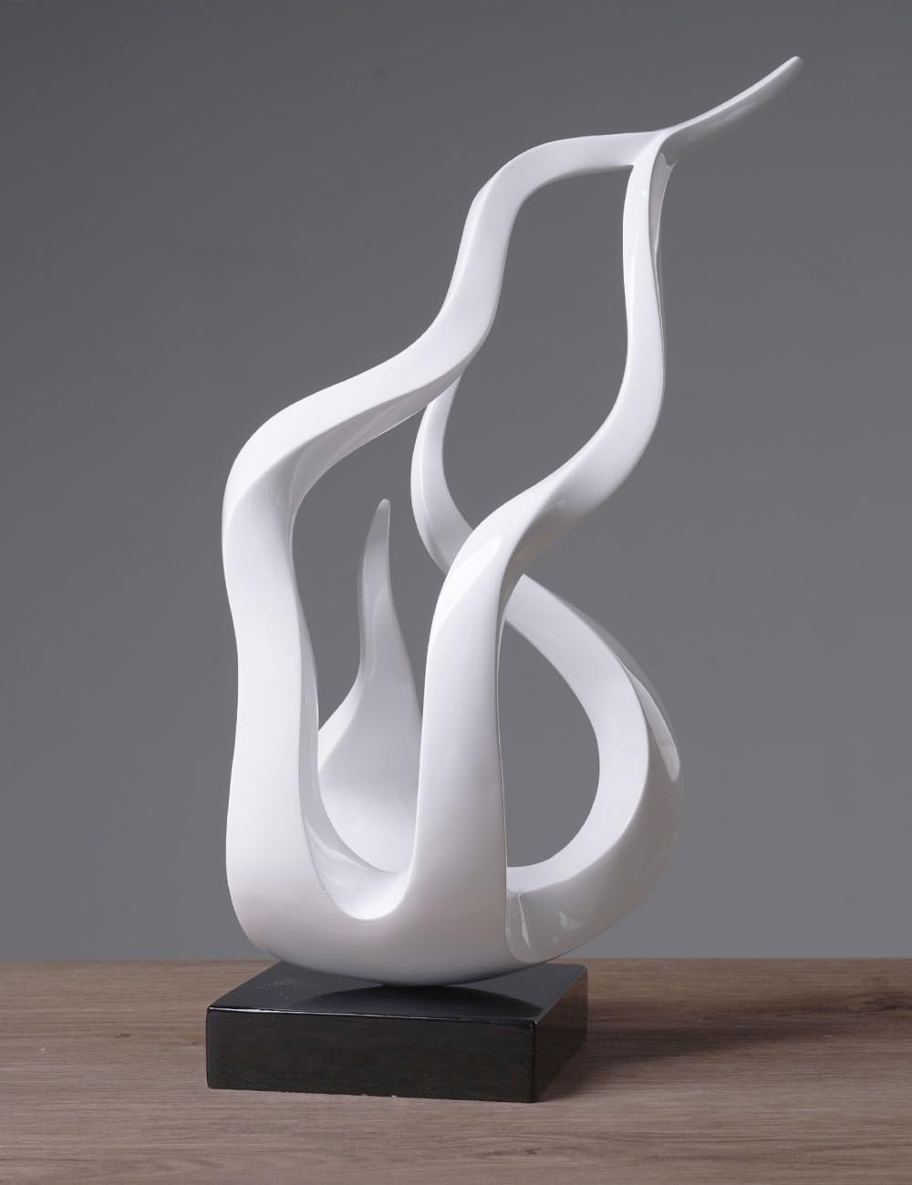 Abstract Sculpture Decor Modern Arts Flame Figurine Table Centerpiece Statue Polyresin White 16.5 inch