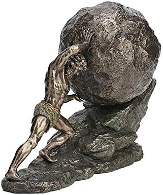 8 1/8 Inch Sisyphus and The Eternal Boulder Cold Cast Resin Bronze Finish Statue Home Decor