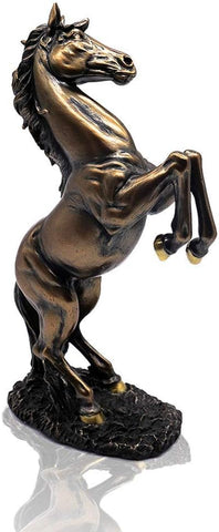 12 inch Standing Horse Resin Statue for Home Decor Animal Ornament Sculpture Rearing Horse Art Figurine Decorative Sculpture - Bronze