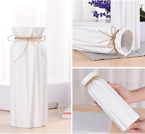 White Ceramic Vase-Flower Vase Dried Flower Vase for Modern Home Decor, Fit for Foyer Living Room Fireplace Bedroom Kitchen,Decent Gift, 8.27" H