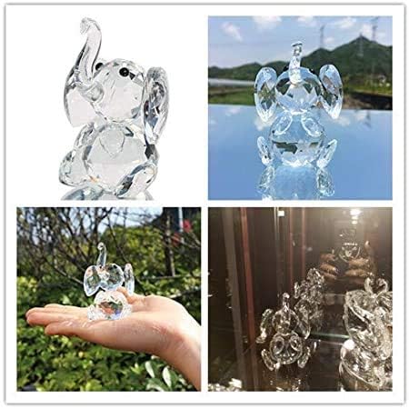 Cute Elephant Figurine Collection Cut Glass Ornament Statue Animal Collectible