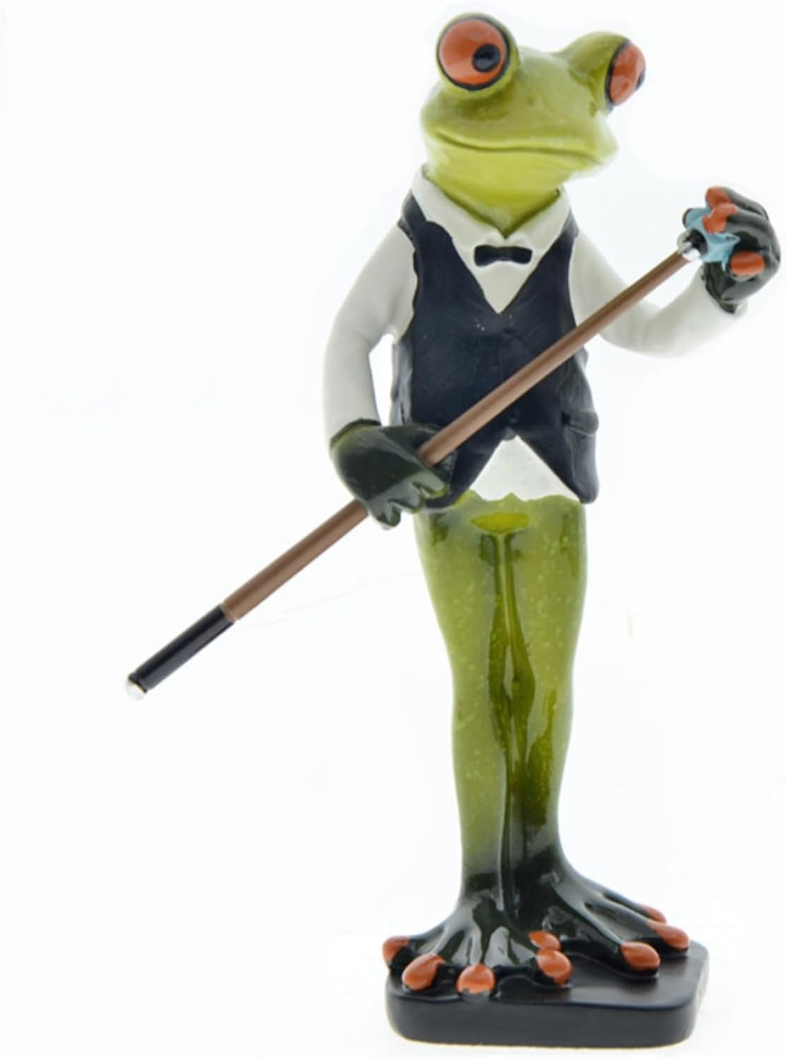 Creative Playing Billiards Frog Resin Sculptures Statues, Funny Standing Frogs Mascot Collectible Figurines for Ball Games Lovers Home Office Decorations Gifts