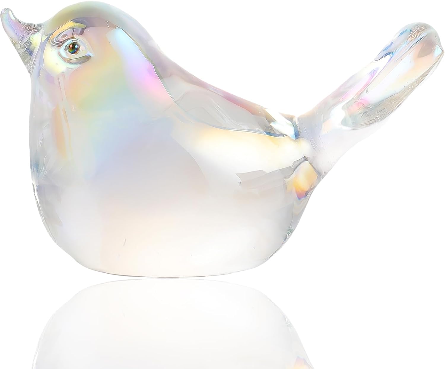 Handmade Glass Pink Bird Gifts for Bird Lovers Women Men, Art Glass Birds Collectible Figurines for Desk Table Home Office Decoration