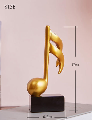 HAUCOZE 3pcs Music Note Decor Musical Decoration Gifts Table Centerpiece Sculpture Piano Statue Gold 7.5 inch