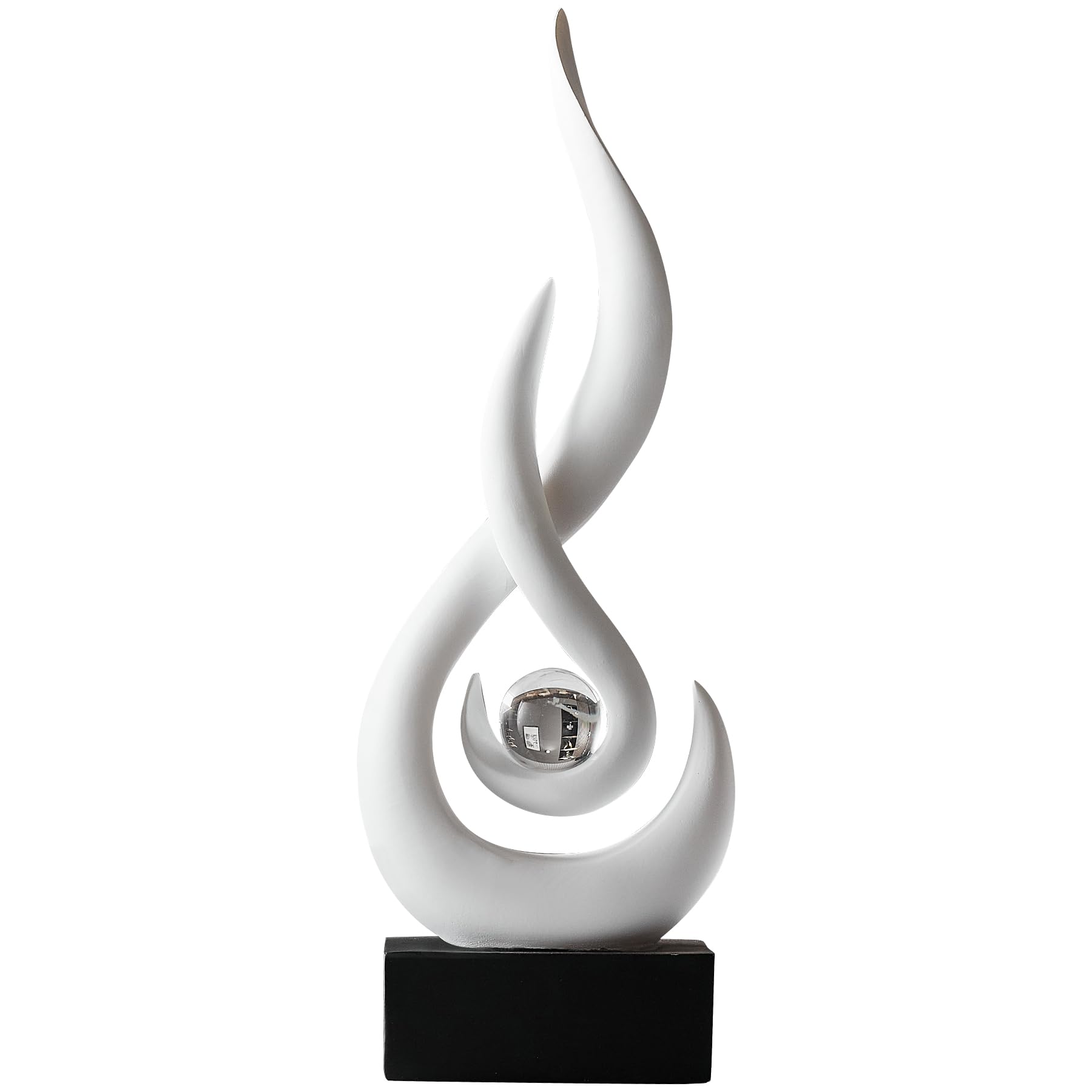 AWNR White Flame Abstract Sculpture Resin Art Statue Modern Home Decor for Living Room TV Stand Office Shelf Accents Minimalist Figurines Centerpiece Table Decorations