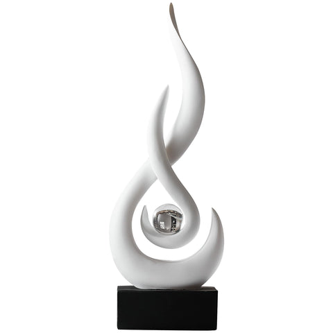 AWNR White Flame Abstract Sculpture Resin Art Statue Modern Home Decor for Living Room TV Stand Office Shelf Accents Minimalist Figurines Centerpiece Table Decorations