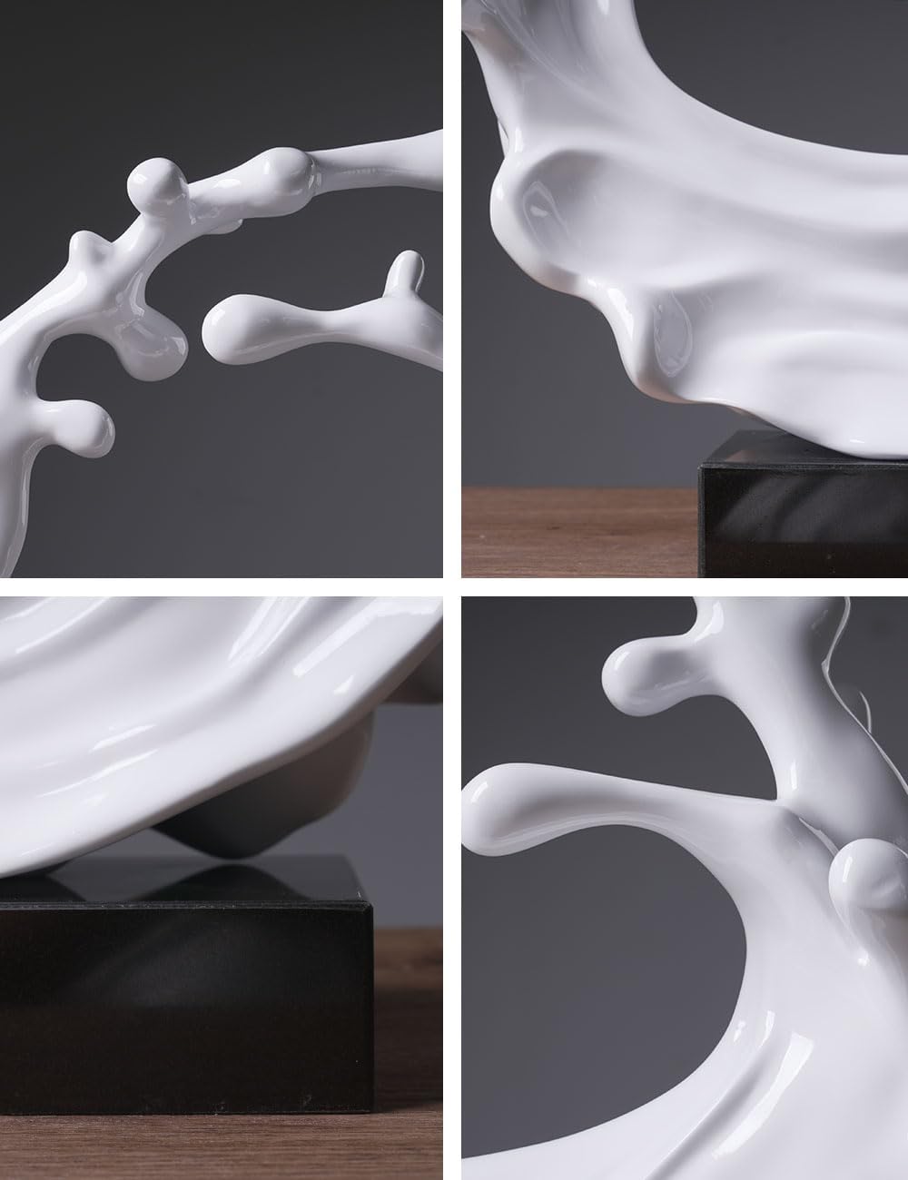 Abstract Sculpture Decor Modern Arts Sea Wave Figurine Table Centerpiece Statue Polyresin White 16.5 inch