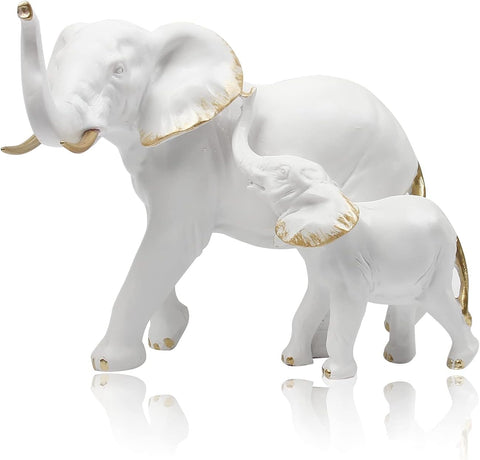 Elephant Figurines Ornaments, Elephant Resin Statue Decoration Animal Decor Lucky Elephant Gifts Home Decor for Office Bookshelf TV Stand Living Room