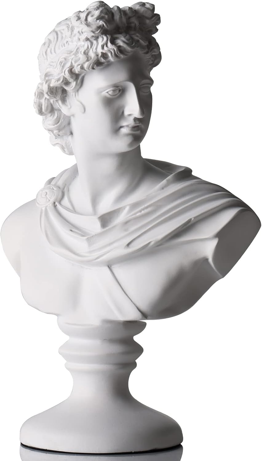 11.8 Inch Greek Statue of David, Classic Roman Bust,David Bust,Greek Mythology Sculpture for Home Decor,Large Roman Goddess Apollo Sculpture for Home Décor Resin Crafts for Sketch Practice Artist