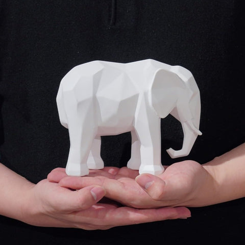 White Elephant Decor Origami Statue - Modern Elefantes Decoracion Casa, Resin Elephant Gift Figurines Decorations for Living Room 6 x 2.25 x 4.5 Inch