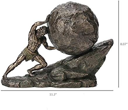 8 1/8 Inch Sisyphus and The Eternal Boulder Cold Cast Resin Bronze Finish Statue Home Decor