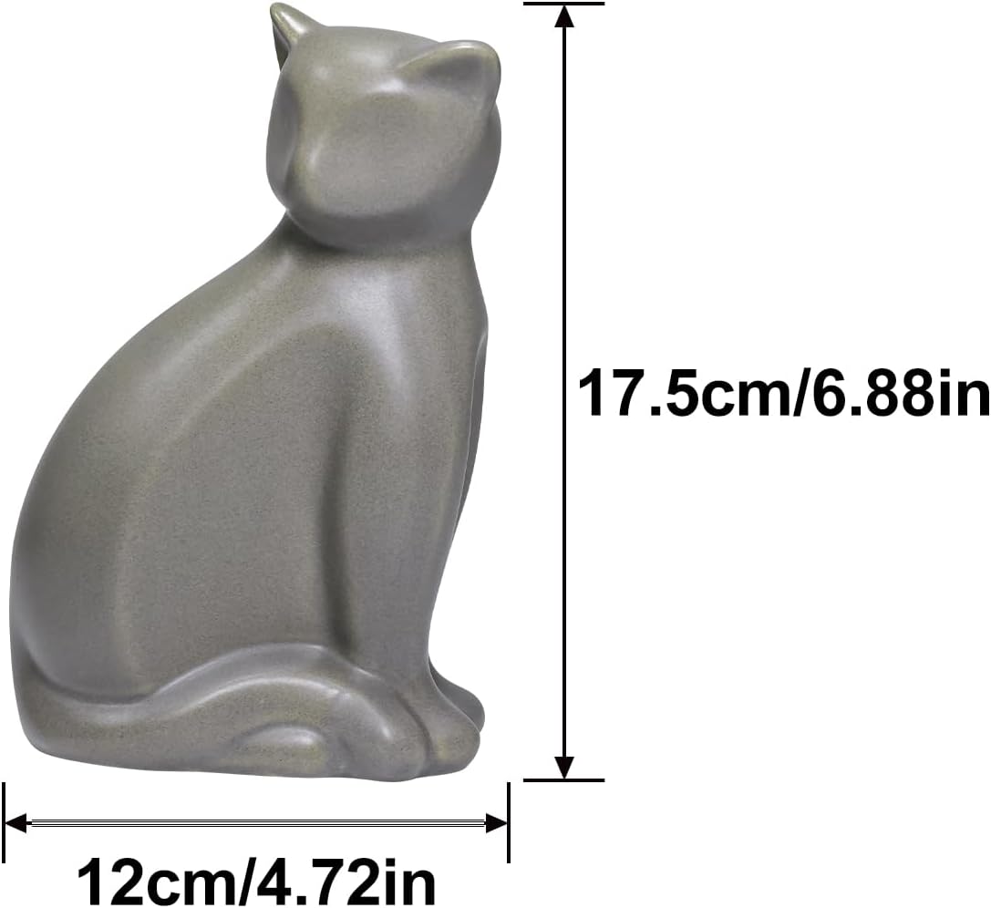 Minimalist Ceramic Lucky Cat Statue Living Room Desk Animal Figurine Decoration, White