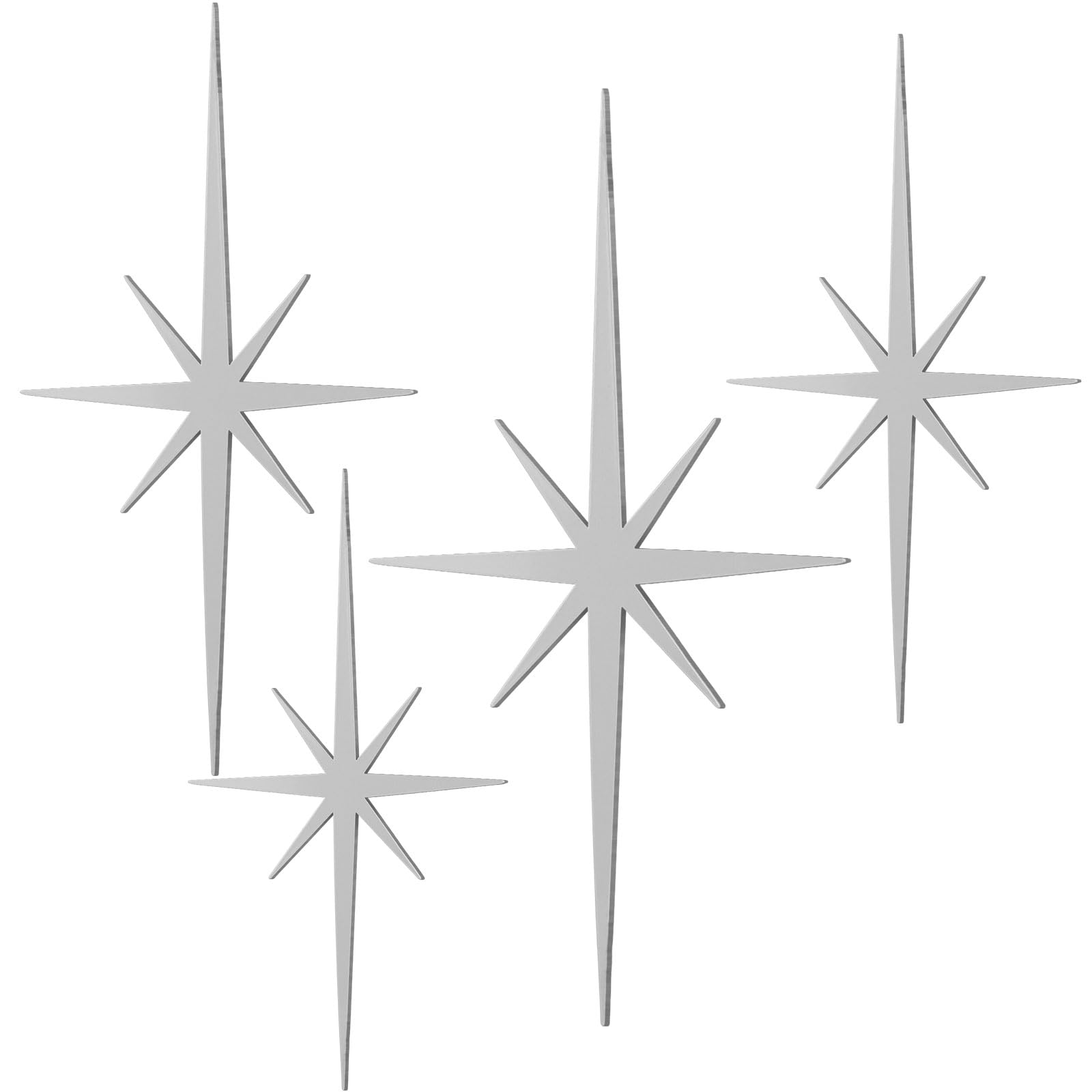 Blulu 4 Pcs Cast Iron Starburst Wall Decor 8 Pointed Atomic Stars Wall Hangings Mid Century Modern Elegance Wall Accents Easy Install Finish Metal Wall Art for Home Office Room(Dark Gray)