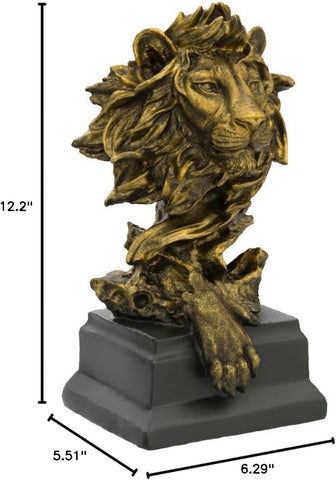 Sandstone Lion - The King of Beasts - Statue Decoration for Home/Study/Living Room, Great Collectible Figurines, Best Gift for The Man, Golden Color (HH17-D2)