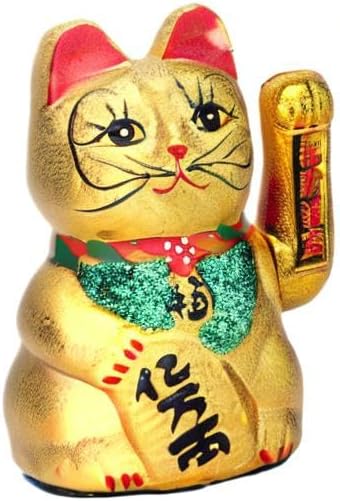 7" Beckoning Ceramic Maneki Neko Lucky Fengshui Cat