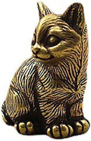 Brass Cat Figurine Small Cat Statue Animal Figurines Home Desktop Decoration