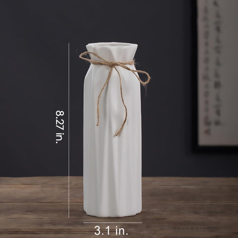 White Ceramic Vase-Flower Vase Dried Flower Vase for Modern Home Decor, Fit for Foyer Living Room Fireplace Bedroom Kitchen,Decent Gift, 8.27" H