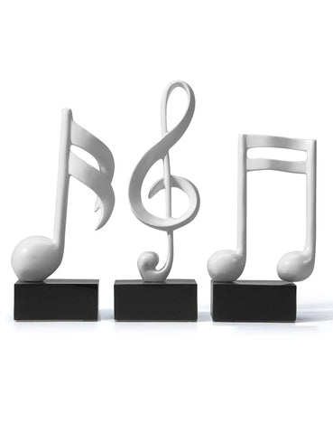 HAUCOZE 3pcs Music Note Decor Musical Decoration Gifts Table Centerpiece Sculpture Piano Statue Gold 7.5 inch