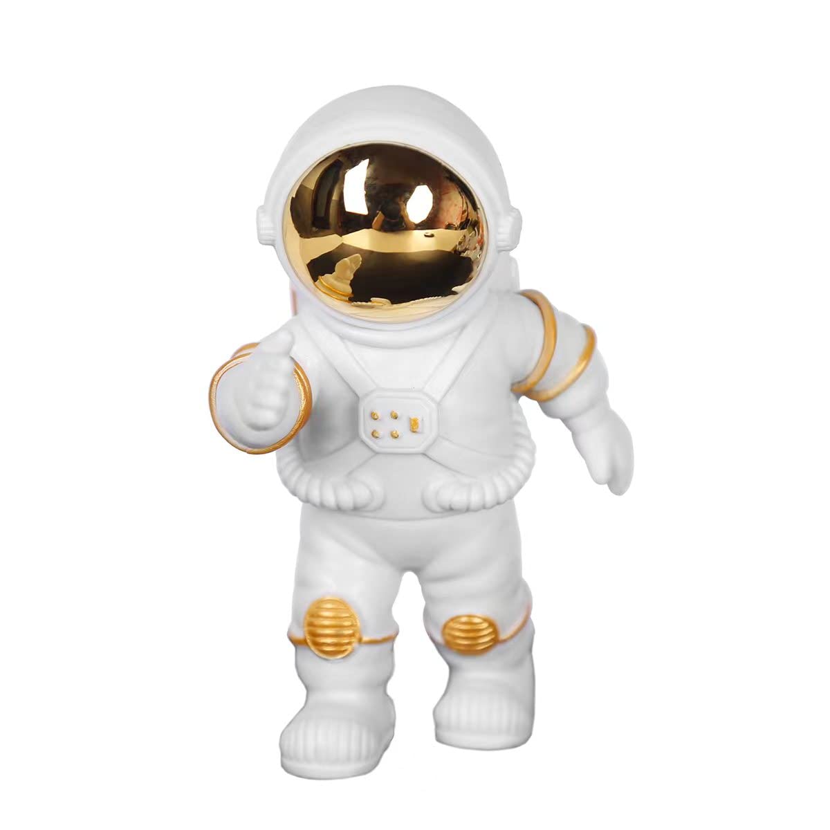 Figurine Astronaut Statue Spaceman Décor,Sculptures Home Décor,Shelf Decoration,Desk Decor,Cute Space Figure Ornament (Gold/White Big Astronaut Statue)