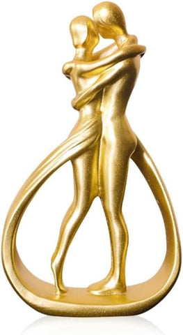 Nordic Couple Resin Sculpture Romantic Golden Love Statue for Home Decor Perfect for Couples 5.2 Inches