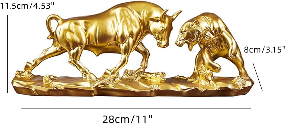 Bull and Bear Statue,Resin Abstract Tabletop Decor, Stock Market Decor,Gifts for Financial Investment Managers Investor.