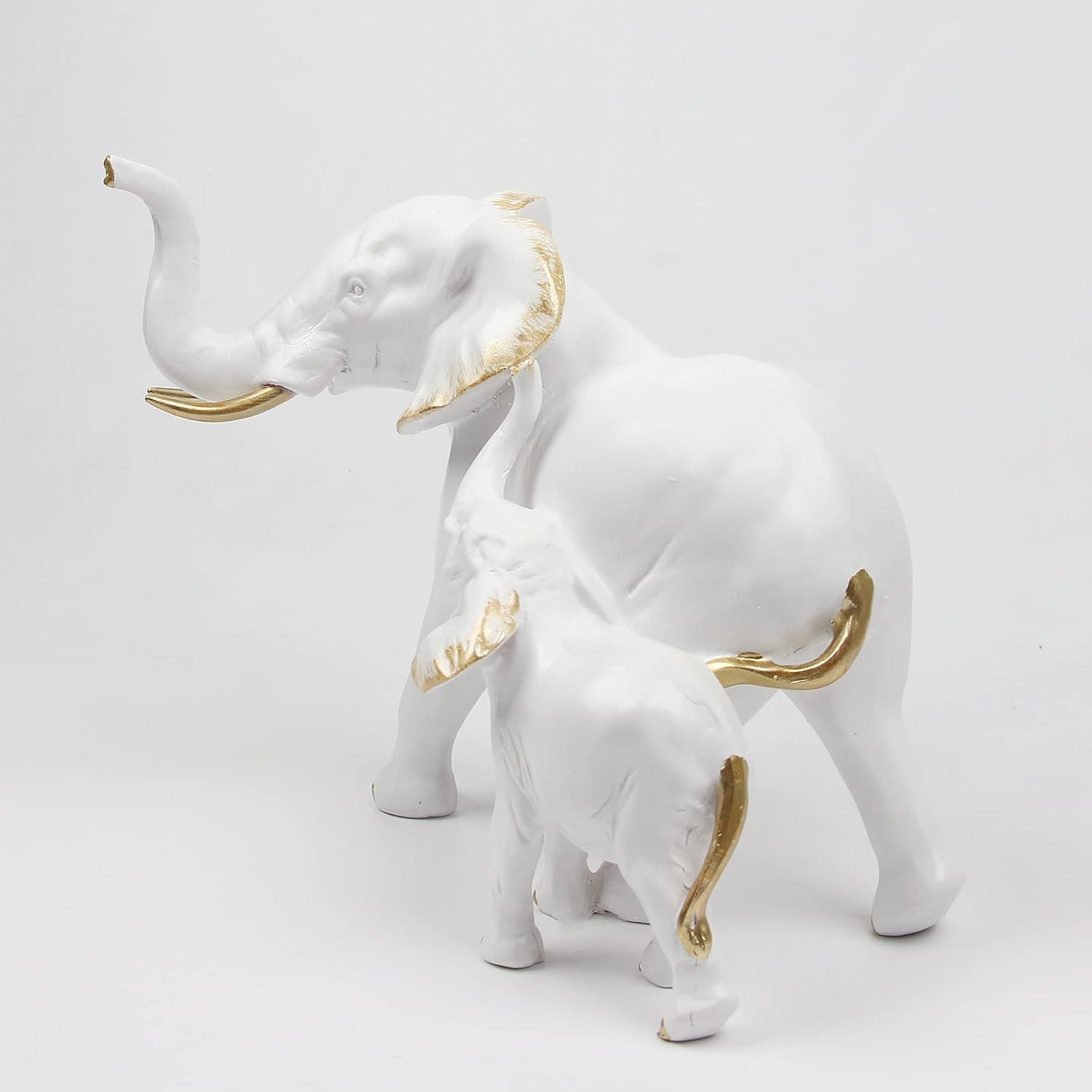 Elephant Figurines Ornaments, Elephant Resin Statue Decoration Animal Decor Lucky Elephant Gifts Home Decor for Office Bookshelf TV Stand Living Room