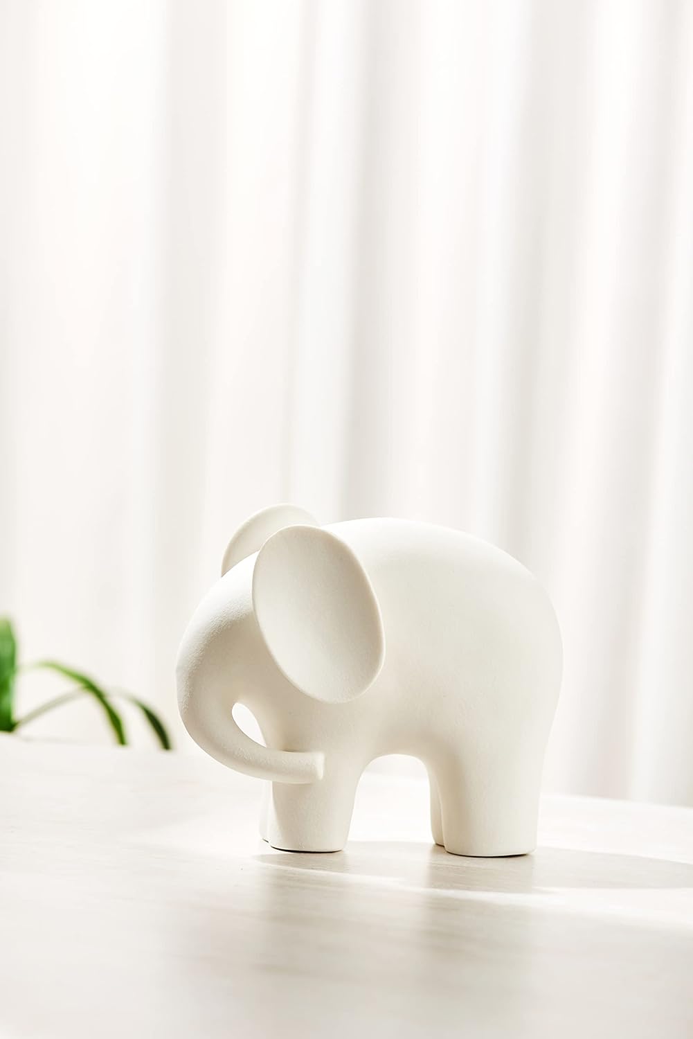 Modern Simple Ceramic White Elephant Living Room Home Office Decoration (Large White Elephant)