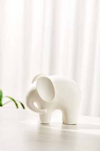 Modern Simple Ceramic White Elephant Living Room Home Office Decoration (Small White Elephant)